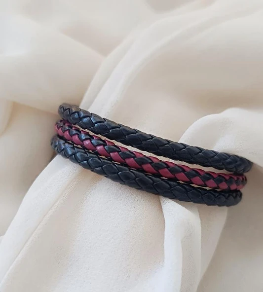 Bileklik Hakiki Deri Örgü Unisex 20 cm Bilezik Takı Aksesuar - Resim 4