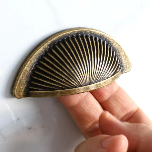 Düğme Eskitme Antik Sarı Mobilya Mutfak Dolap Kulpu Kulbu Kulpları 64 mm - Resim 2