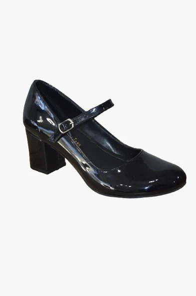 Siyah Rugan Klasik Topuklu Ayakkabı - BK-0035 - 2