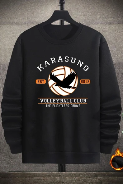 Unisex Karasuno Bisiklet Yaka Sweatshirt ürün görseli