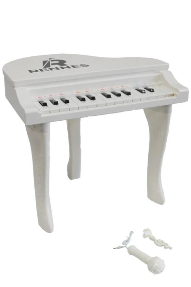 Rennes NP-800WH Akustik Görünümlü 25 Tuşlu Dijital Elektronik Mikrofonlu Çocuk Piyanosu Beyaz - Resim 2
