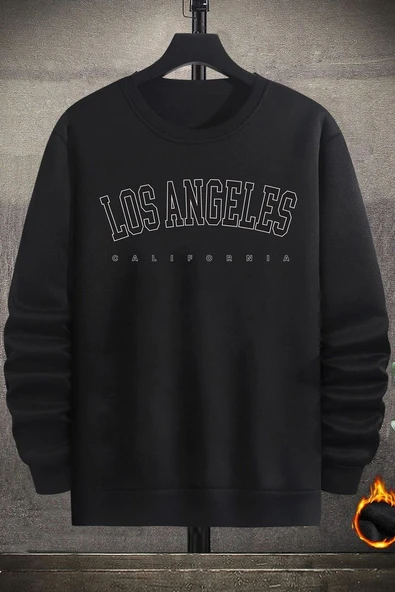 Unisex Los Angles Baskılı Bisiklet Yaka Sweatshirt