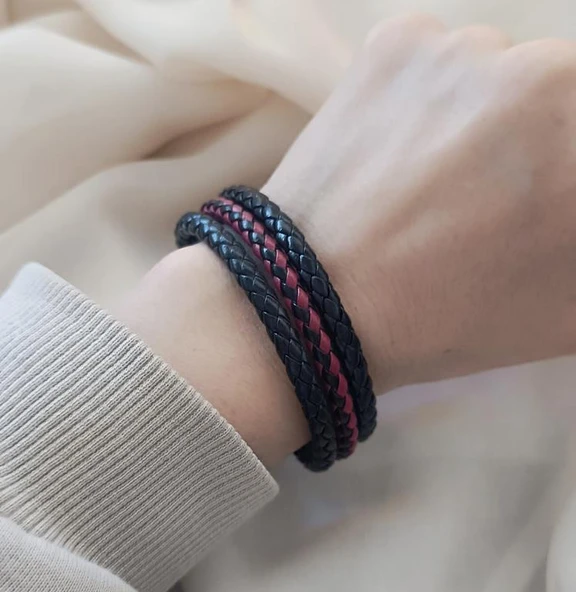 Bileklik Hakiki Deri Örgü Unisex 20 cm Bilezik Takı Aksesuar ürün görseli