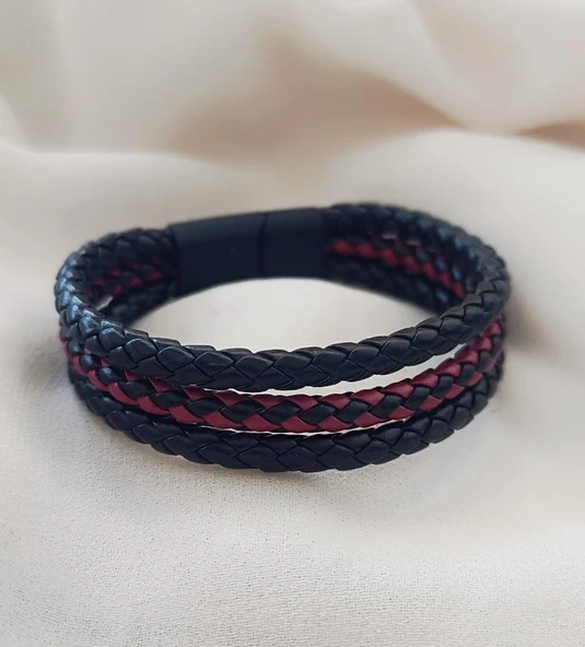 Bileklik Hakiki Deri Örgü Unisex 20 cm Bilezik Takı Aksesuar - Resim 6