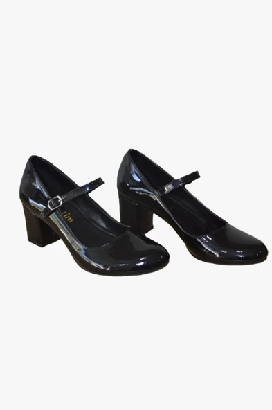 Siyah Rugan Klasik Topuklu Ayakkabı - BK-0035 - 3