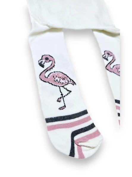 Flamingo Desenli Kız Çocuk Koton Külotlu Çorap - 3