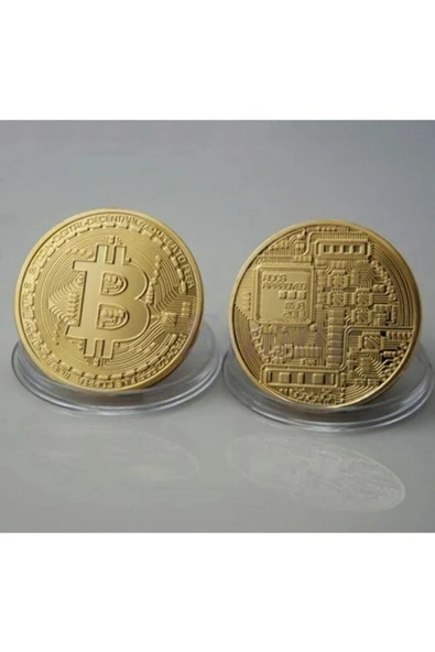 Plus 3 Adet Altın Bitcoin Madeni Hatıra Parası Hediyelik - 3