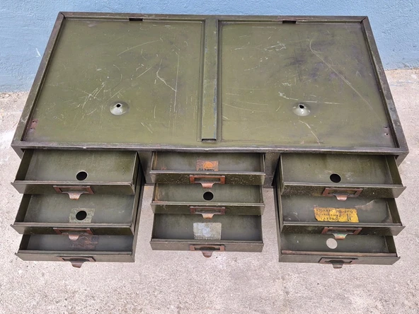 Vintage Endüstriyel Metal Çekmeceli Parça Dolabı 91x48x18cm - 4