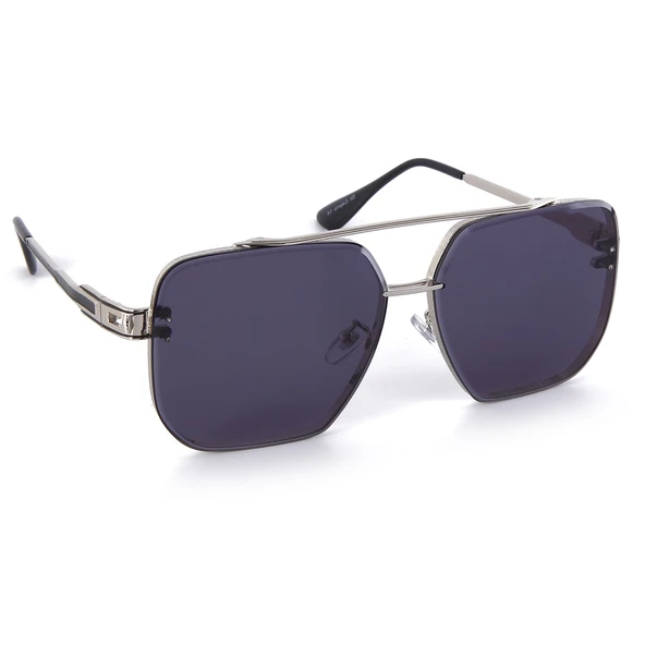 Di Caprio DC3064SILVER Gümüş Siyah Büyük Metal Kare Pilot Model Erkek Güneş Gözlüğü - 2