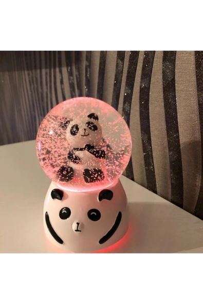 Büyük Boy Romantik Sevimli Panda Işıklı Püskürtmeli Otomatik Kar Küresi Ve Müzik Kutusu - 2