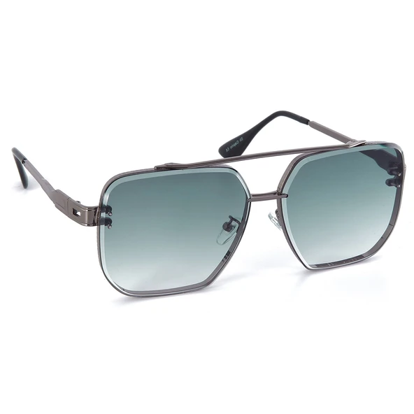 Di Caprio DC3064WGR Su Yeşili Büyük Metal Kare Pilot Model Erkek Güneş Gözlüğü - 2