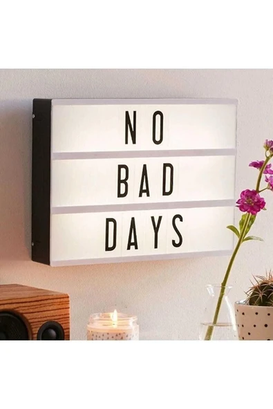Led Message Light Box 96 Harfli Dekoratif Led Işıklı Mesaj Panosu 30*22 cm Usb ve pilli - 2
