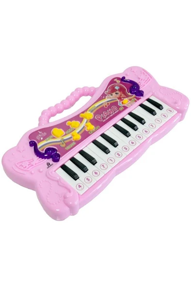 Rennes NP-150PK 24 Tuşlu Portatif Mini Oyuncak Çocuk Piyanosu Pembe - 2
