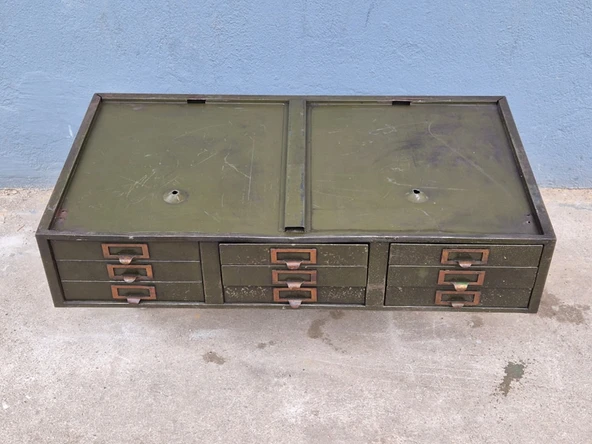 Vintage Endüstriyel Metal Çekmeceli Parça Dolabı 91x48x18cm - 3