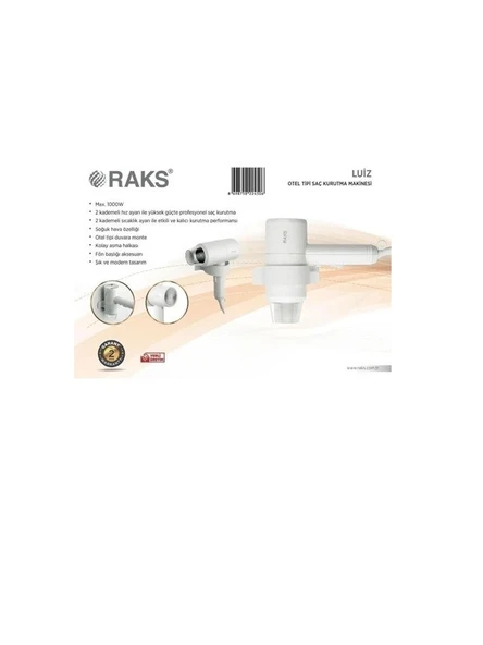 Raks Luiz 1000 W Otel Tipi Saç Kurutma Makinesi - 2