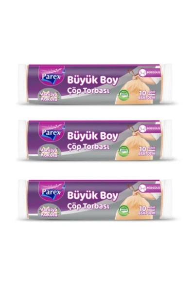 3lü Büzgülü Vanilya Kokulu Çöp Torbası Büyük