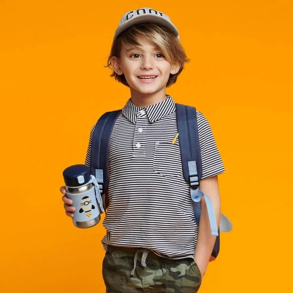 Skip Hop Zoo Pipetli Paslanmaz Çelik Suluk 350 ml Roket - Resim 5