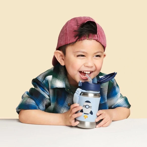 Skip Hop Zoo Pipetli Paslanmaz Çelik Suluk 350 ml Roket - Resim 4