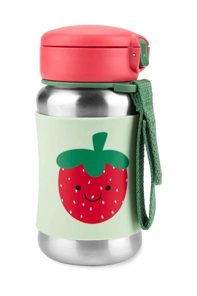 Nessiworld Skip Hop Zoo Pipetli Paslanmaz Çelik Suluk 350 ml Çilek