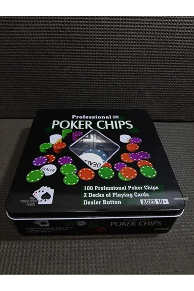 Texas Hold'em Poker Seti - 100 Chip - 2 Deste İskambil