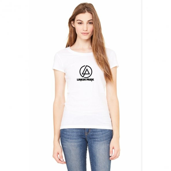 Linkin Park Logo Baskılı Beyaz Kadın Örme Tshirt
