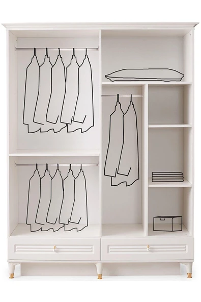 Şahin Gardırop-mdf-aytaşı-160x60x220cm-4 Kapaklı-aynalı-ücretsiz Nakliye Ve Montaj - 2