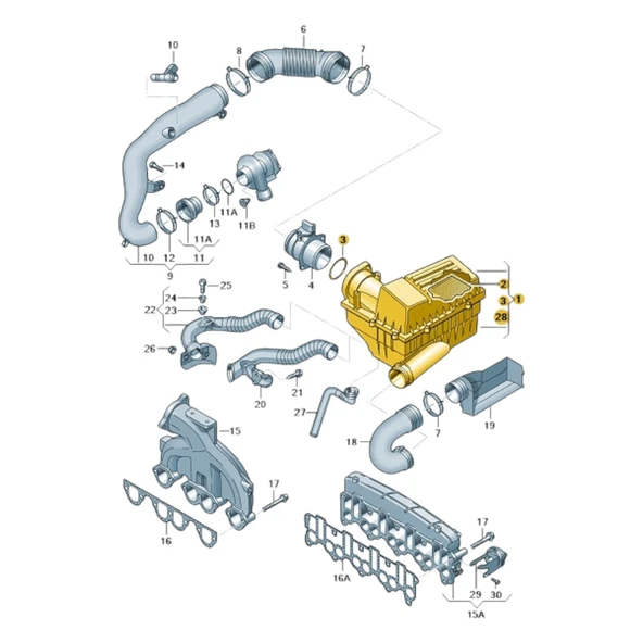 Seat Leon 2010-2012 2.0 Dizel BKD Hava Filtre Kutusu 3C0129607AQ - 2
