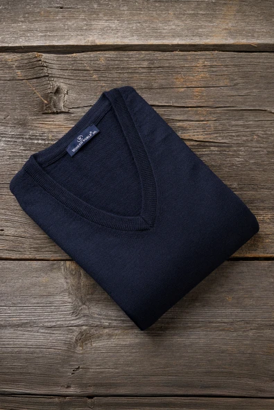 Woolen World V Yaka Battal (Büyük Boy) Yünlü Triko Kazak - 6