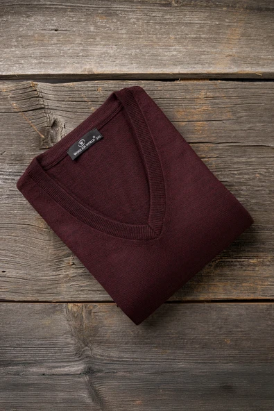 Woolen World V Yaka Battal (Büyük Boy) Yünlü Triko Kazak - 10