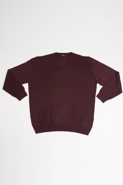 Woolen World V Yaka Battal (Büyük Boy) Yünlü Triko Kazak - 11