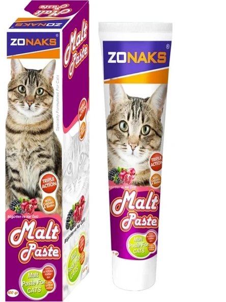 Zonax Malt Paste 100 Gr. Yavru Ve Yetişkin Kediler İçin Malt Pasta (Böğürtlen ve nar özlü)