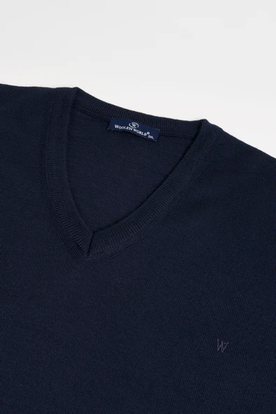 Woolen World V Yaka Battal (Büyük Boy) Yünlü Triko Kazak - 8