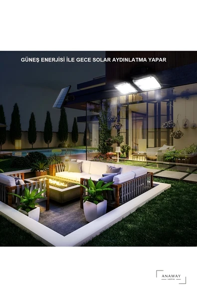 Solar lamba 120 LED dış mekan için hareket sensörlü , beyaz ışık,  120° aydınlatma açısı, dış mekan lambası, güneş enerjili dış mekan duvar lambası - 2