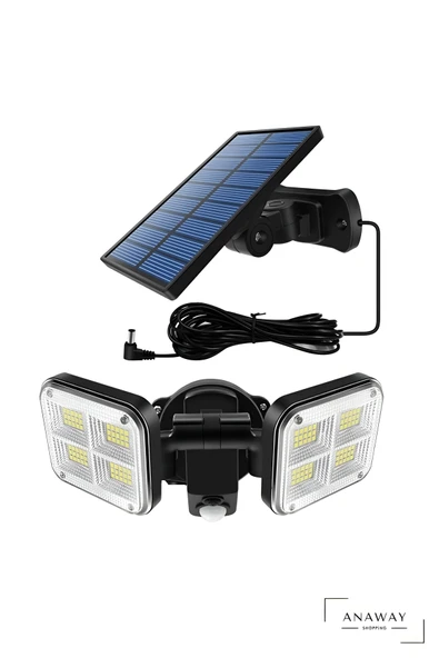 Solar lamba 120 LED dış mekan için hareket sensörlü , beyaz ışık,  120° aydınlatma açısı, dış mekan lambası, güneş enerjili dış mekan duvar lambası