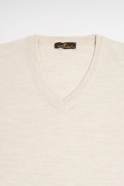 Woolen World V Yaka Battal (Büyük Boy) Yünlü Triko Kazak - 3