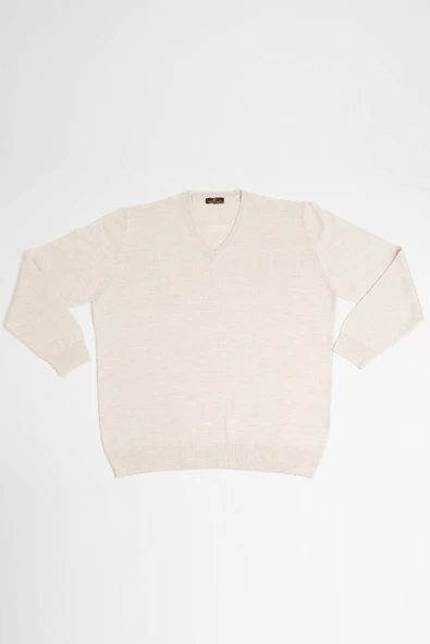 Woolen World V Yaka Battal (Büyük Boy) Yünlü Triko Kazak - 2