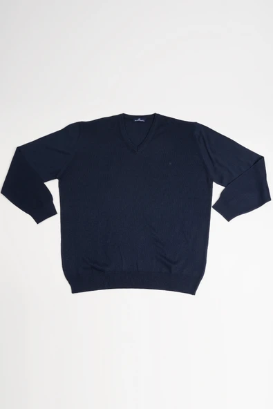 Woolen World V Yaka Battal (Büyük Boy) Yünlü Triko Kazak - 7