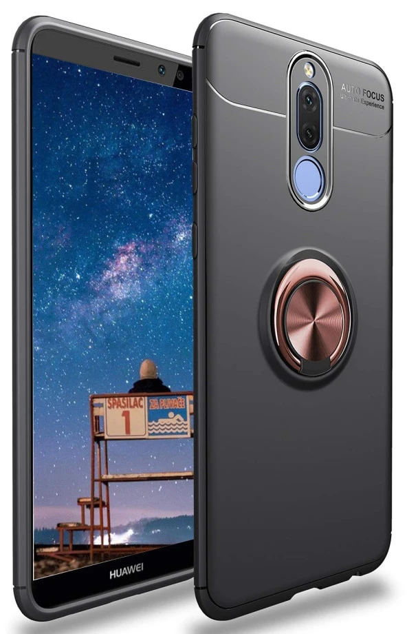 Huawei Mate 10 Lite Kılıf Yüzüklü Standlı Tam koruma Silikon - 2