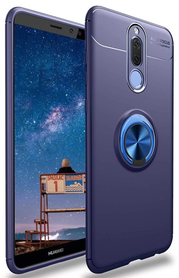 Huawei Mate 10 Lite Kılıf Yüzüklü Standlı Tam koruma Silikon - 5