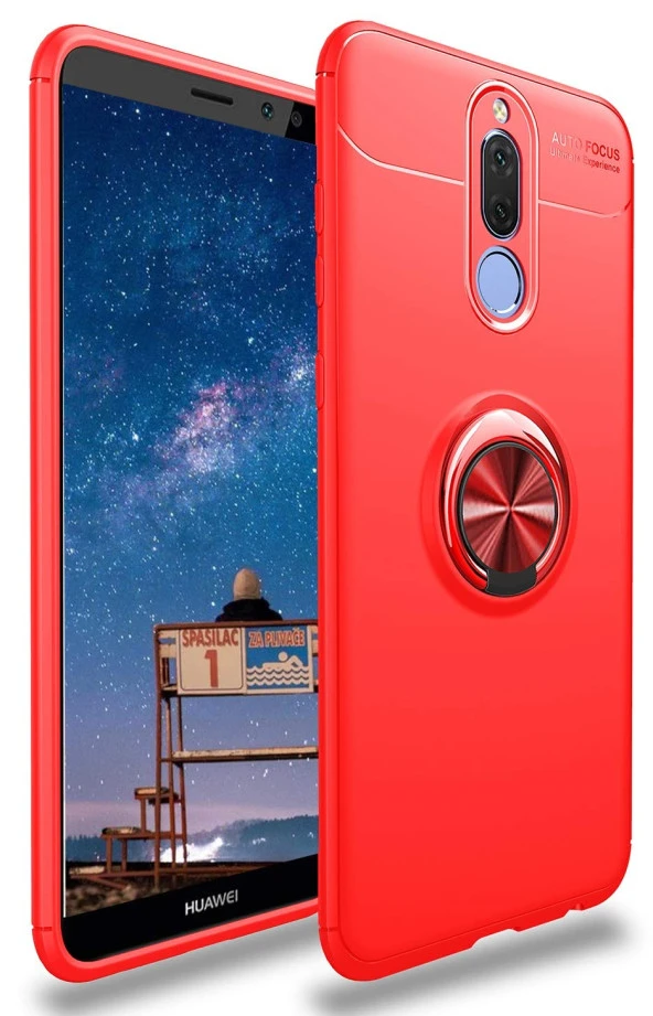 Huawei Mate 10 Lite Kılıf Yüzüklü Standlı Tam koruma Silikon - 6