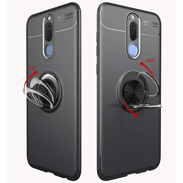 Huawei Mate 10 Lite Kılıf Yüzüklü Standlı Tam koruma Silikon - 8