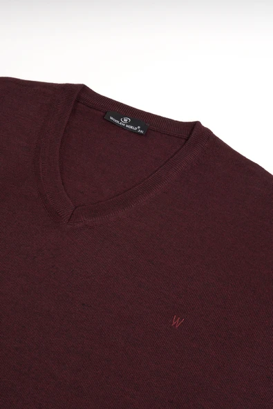 Woolen World V Yaka Battal (Büyük Boy) Yünlü Triko Kazak - 12