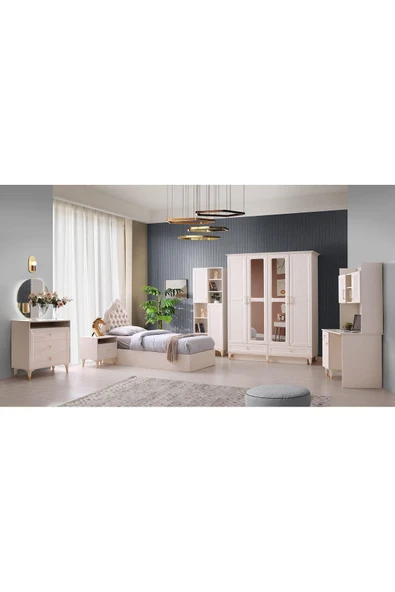 Kuğu Gardırop-mdf-aytaşı-160x60x220cm-4 Kapaklı-aynalı-ücretsiz Nakliye Ve Montaj - 4