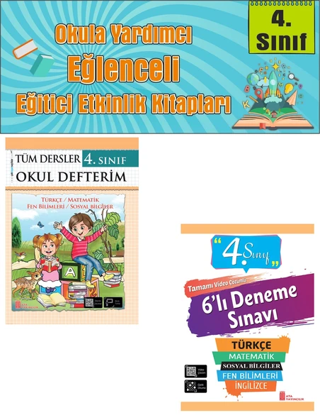 Ata 4.Sınıf Okula Yardımcı Tüm Dersler Okul Defterim- 6 lı Deneme Sınavı