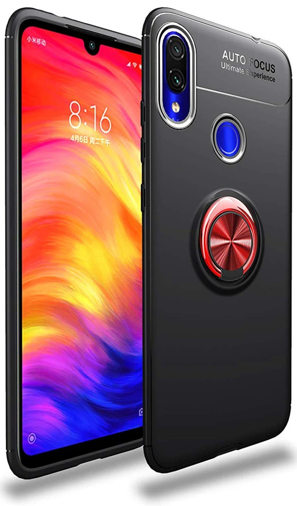 Xiaomi Redmi Note 7 Kılıf Yüzüklü Standlı Tam koruma Silikon - 3