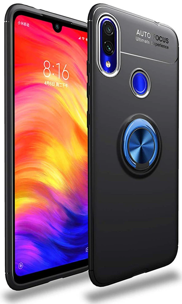 Xiaomi Redmi Note 7 Kılıf Yüzüklü Standlı Tam koruma Silikon - 4