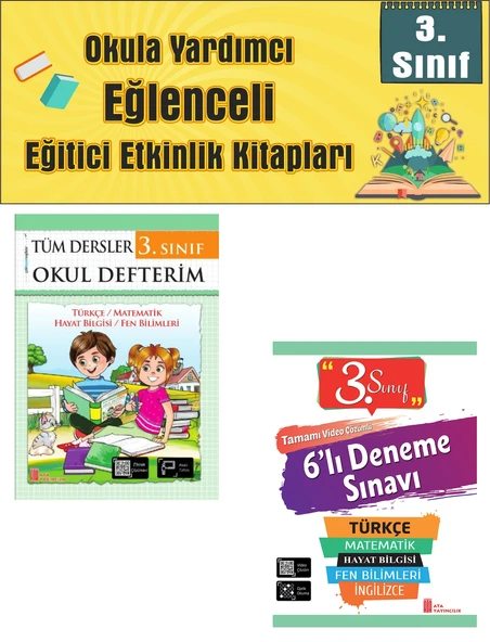 Ata 3.Sınıf Okula Yardımcı Tüm Dersler Okul Defterim- 6 lı Deneme Sınavı ürün görseli 1