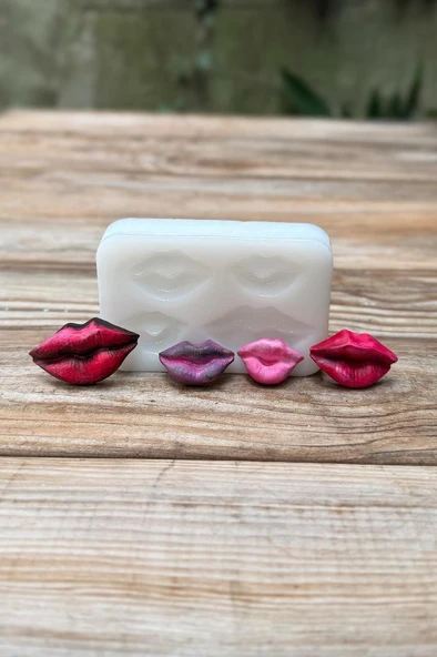 Öpücük Dört Boy Dörtlü Silikon Mum Kalıbı - Resim 3