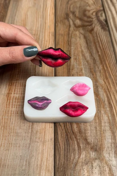 Öpücük Dört Boy Dörtlü Silikon Mum Kalıbı - Resim 2