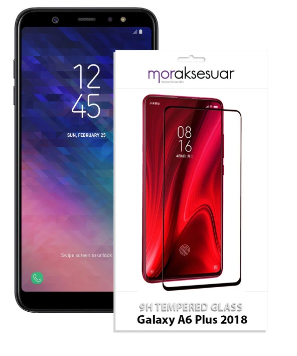 Samsung Galaxy A6 Plus 2018 5D Ekran Koruyucu Cam Tam Kaplayan